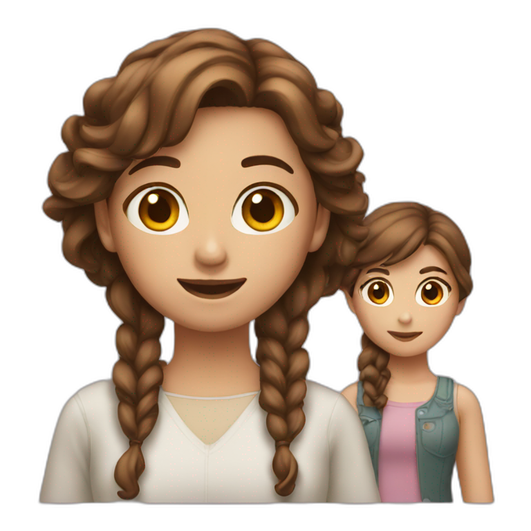 Three girls with brown hair emoji