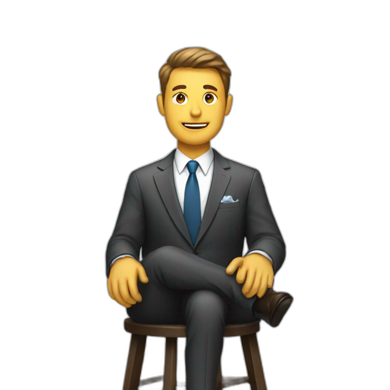man sitting on stool wearing a suit emoji