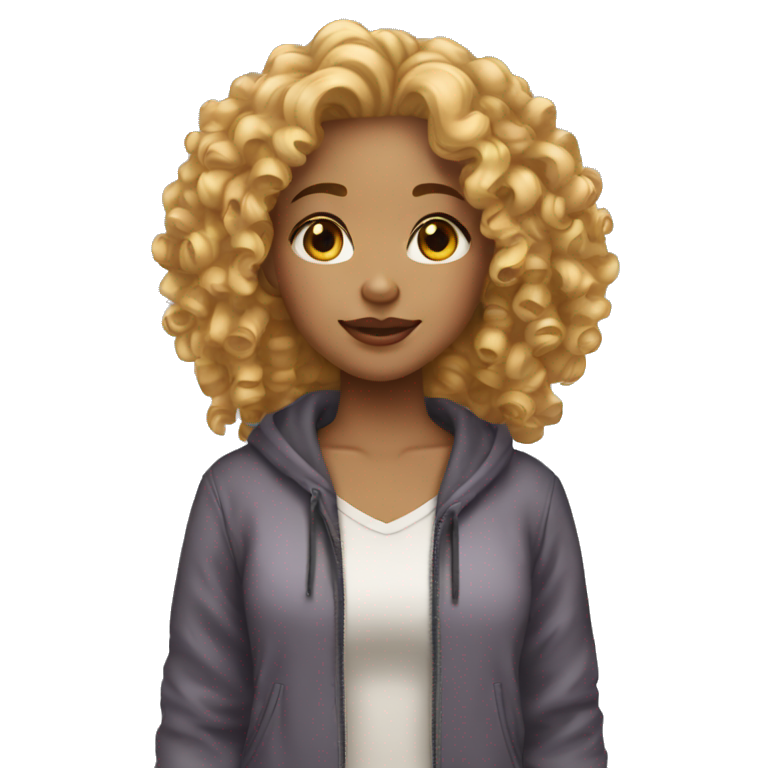 One curly light skin girl  emoji