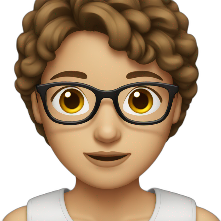 girl brown hair and glasses emoji