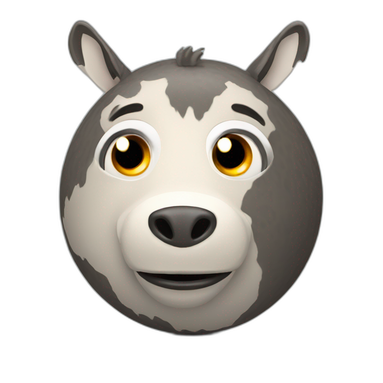 3d sphere with a cartoon Donkey skin texture with big courageous eyes emoji