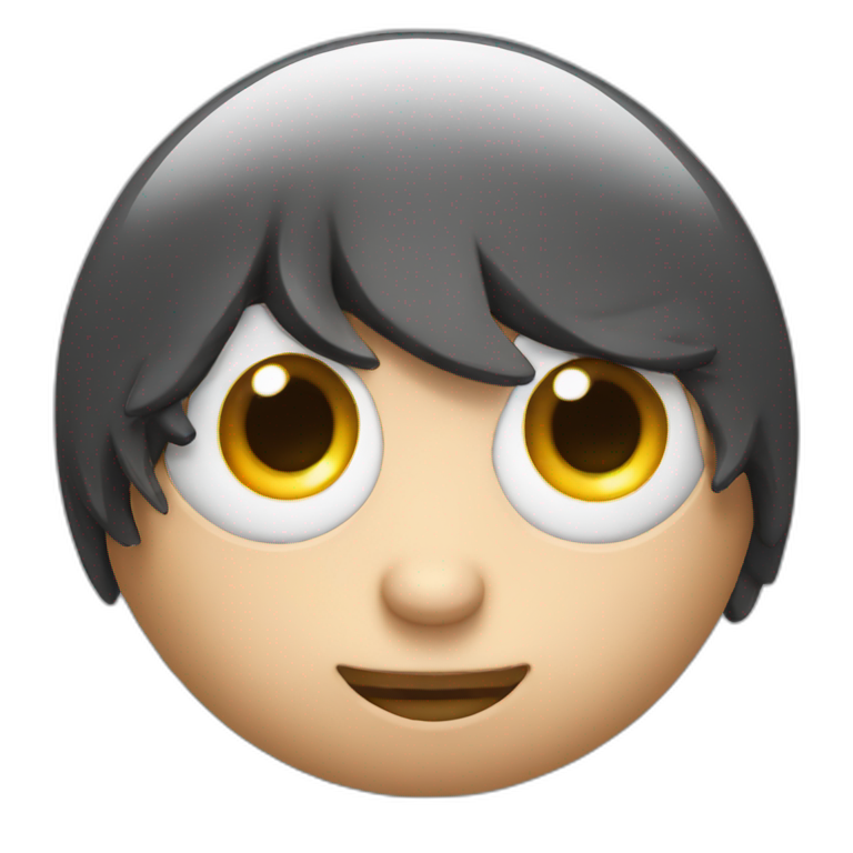 3d sphere with a cartoon confident skin texture with big beautiful eyes emoji