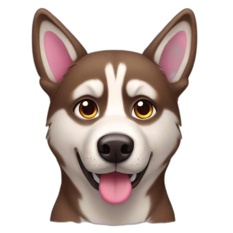 Brown husky with pink heart eyes emoji