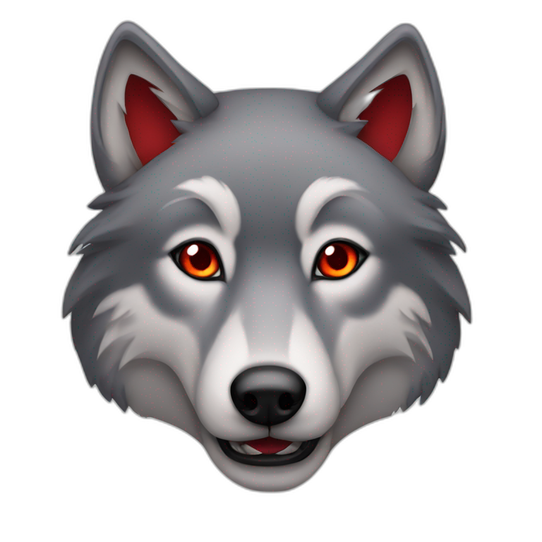 Grey wolf red eyes  emoji