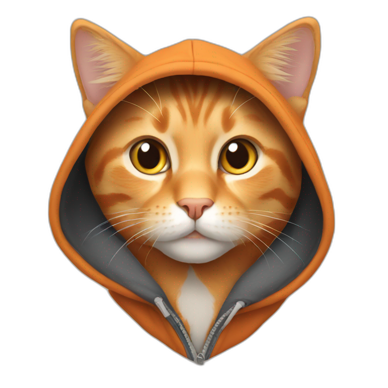 orange tabby wearing a hoodie emoji