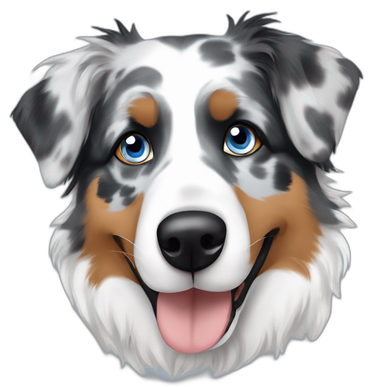 blue merle Australian shepherd one blue eye one brown eye emoji AI Emoji Generator