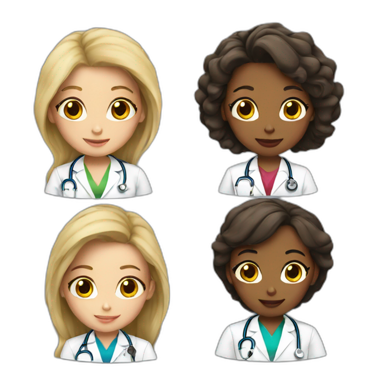 4 girls Doctors emoji