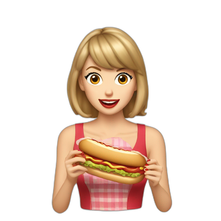 taylor swift comiendo hot dog emoji