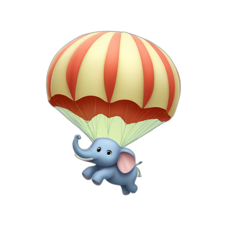 Cute elefant jumping parachute emoji