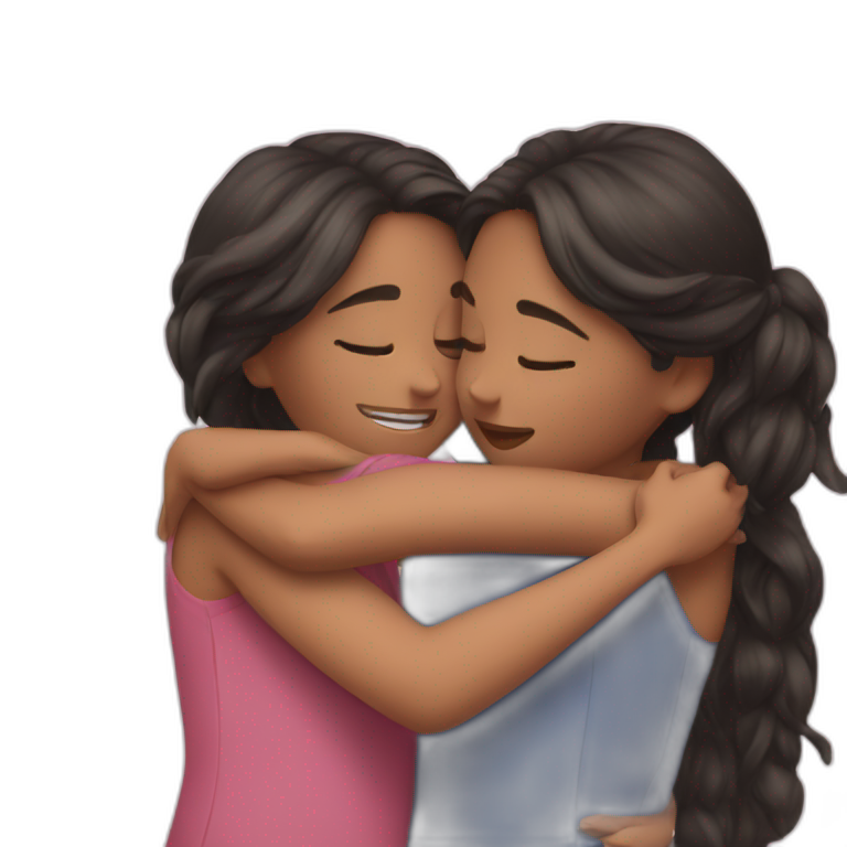 two grils hugging  emoji