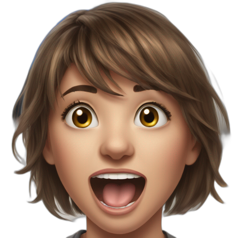playful girl with open mouth emoji