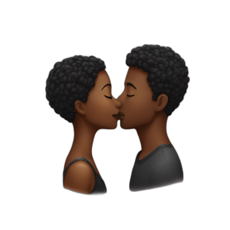 Black people kissing emoji