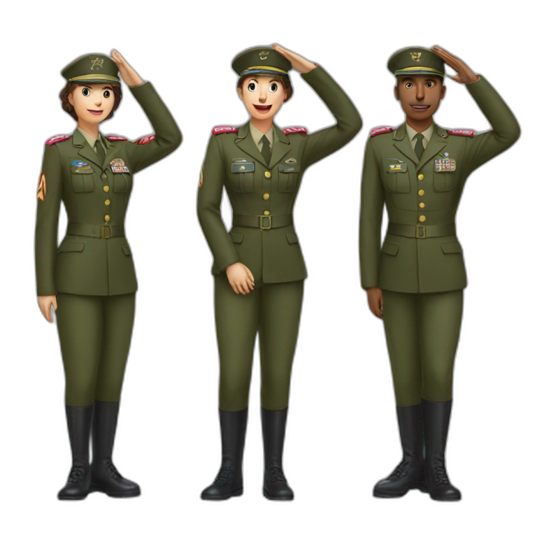 3 people Military salute emoji