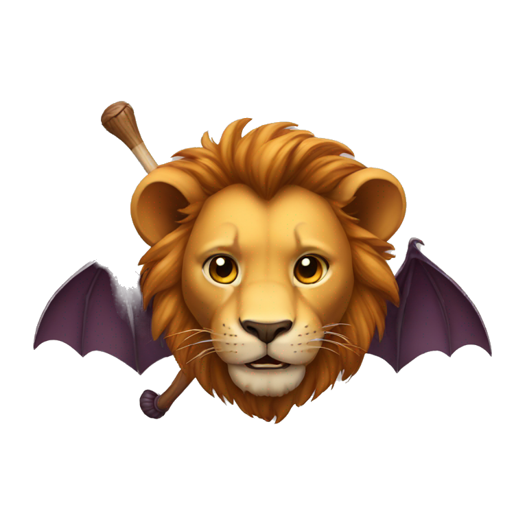 Lion with a bat emoji