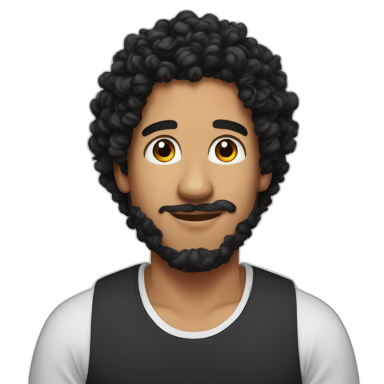 youtuber man, black curly hair emoji