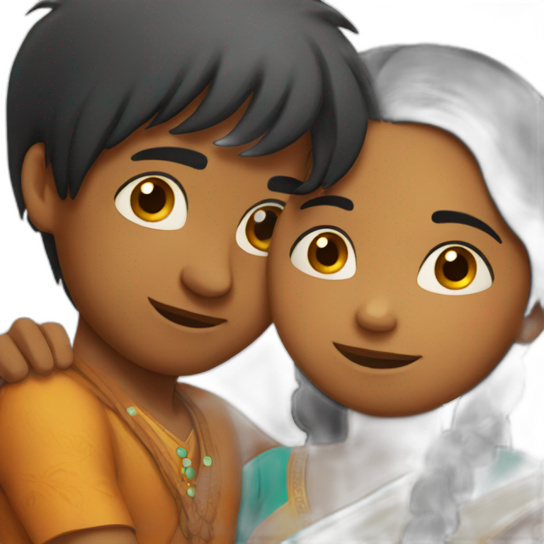 Indian Girl and boy hugging  emoji