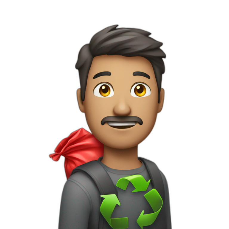 Man with red garbage bag emoji