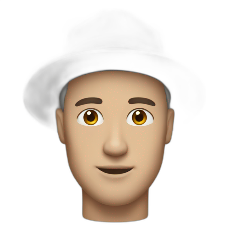 man in a white 3k hat emoji