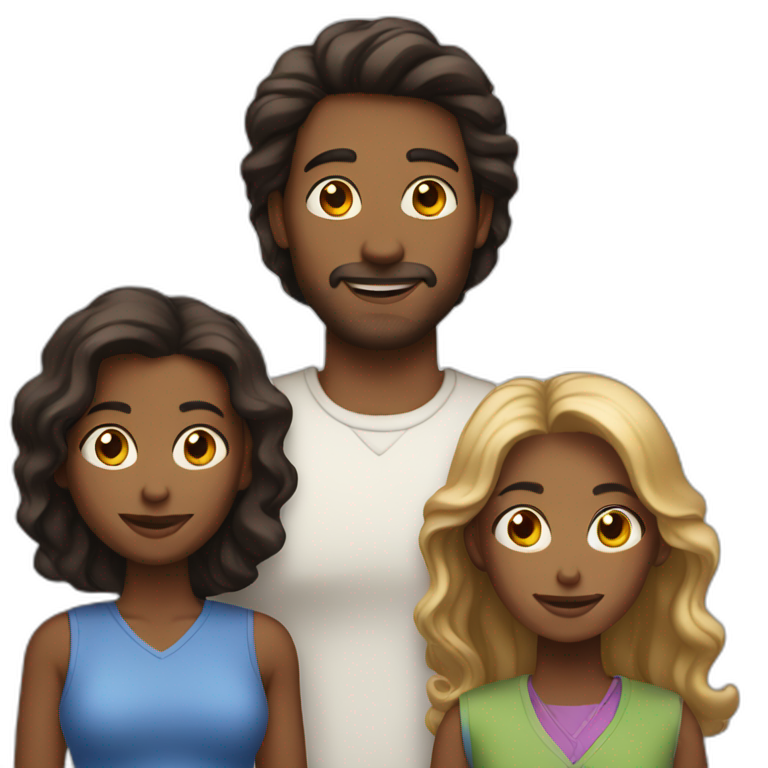 white brown hair man with ebony woman and two kids male and female emoji