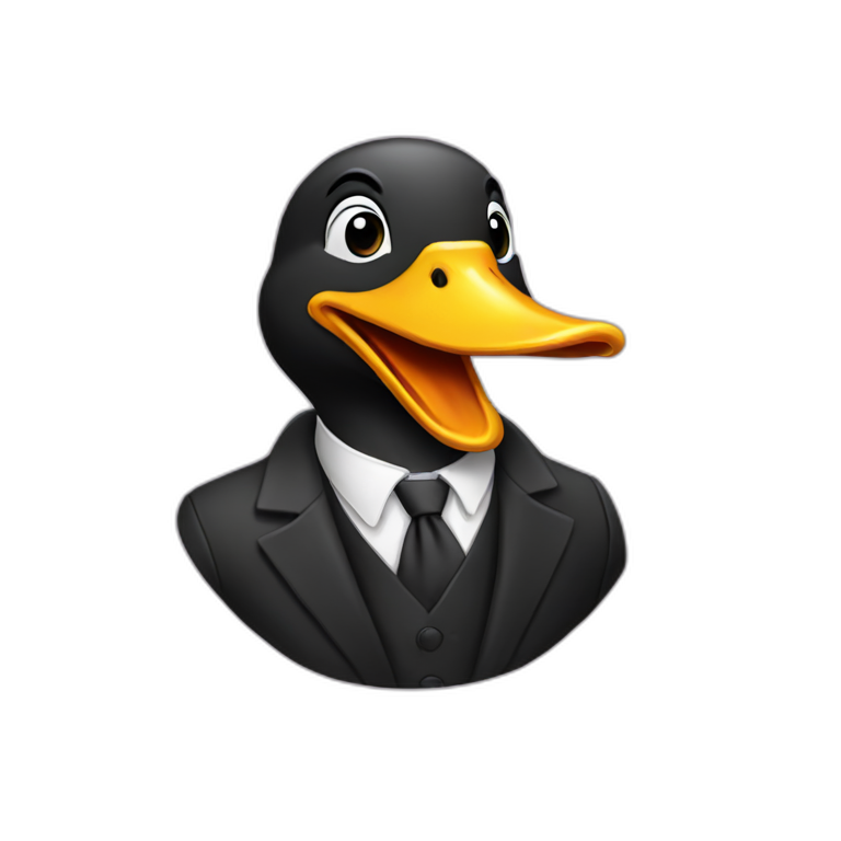 black duck on suit laughing emoji