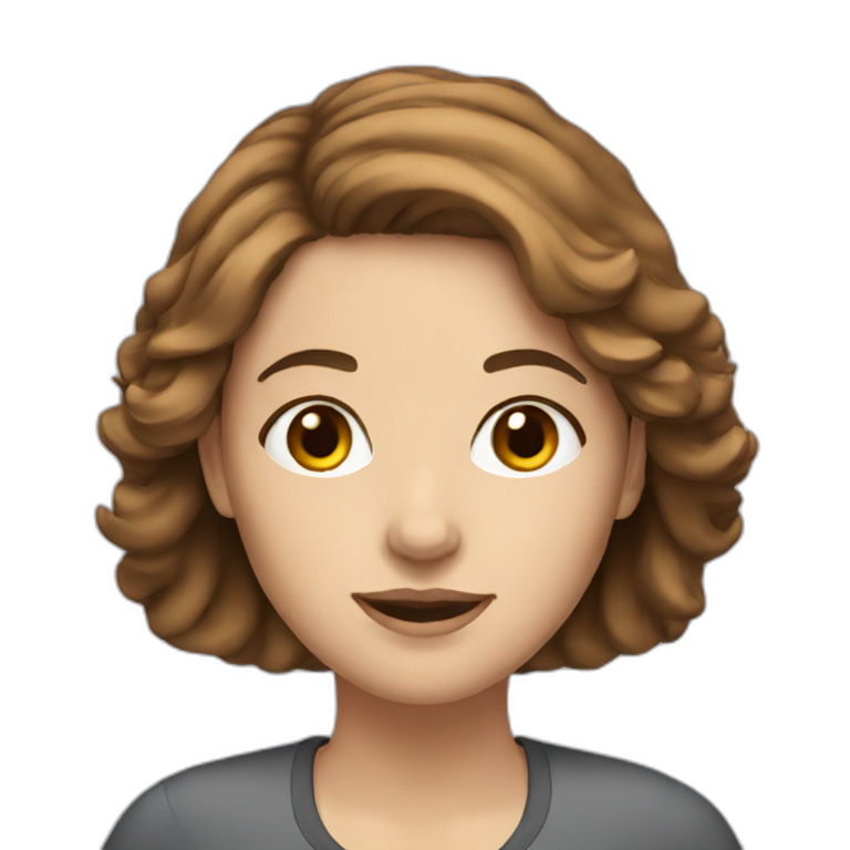 White woman brown hair with computer and iphone emoji