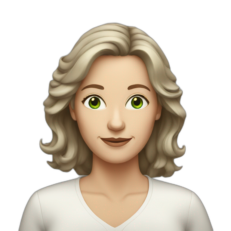 50 year old white woman brown hair green eyes emoji