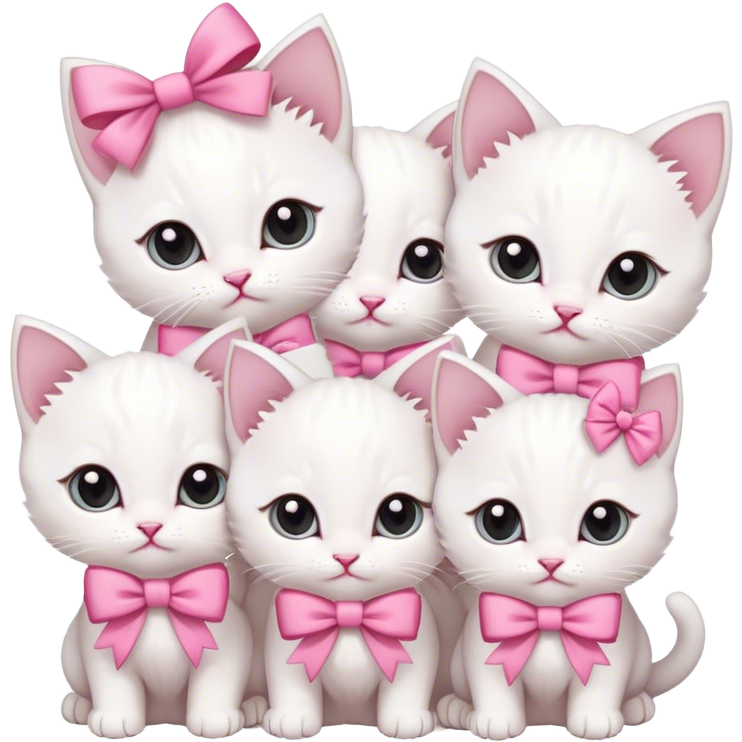 Gatitos blancos con moños rosas Sticker