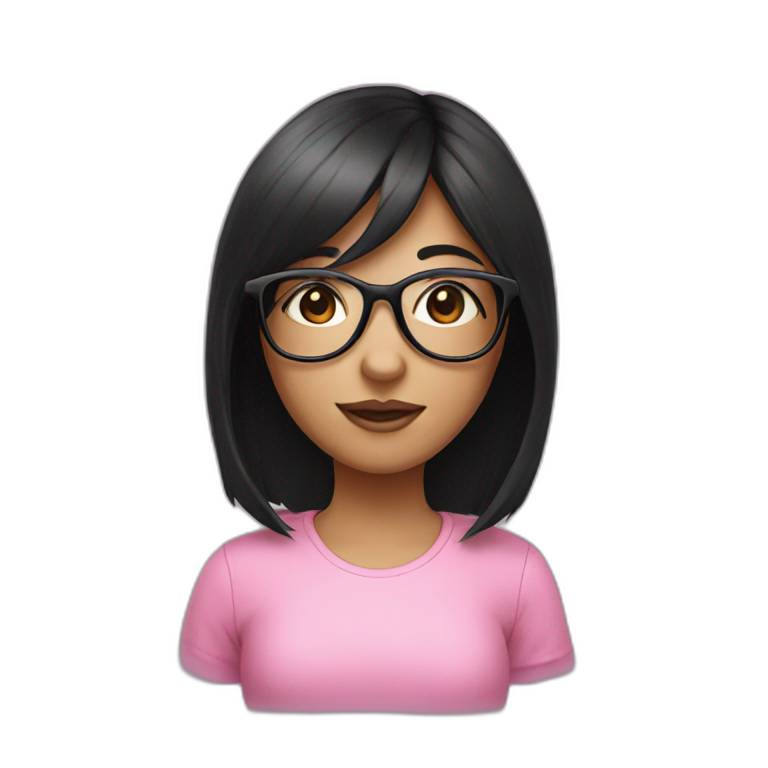 Girl with black hair and pink glasses emoji