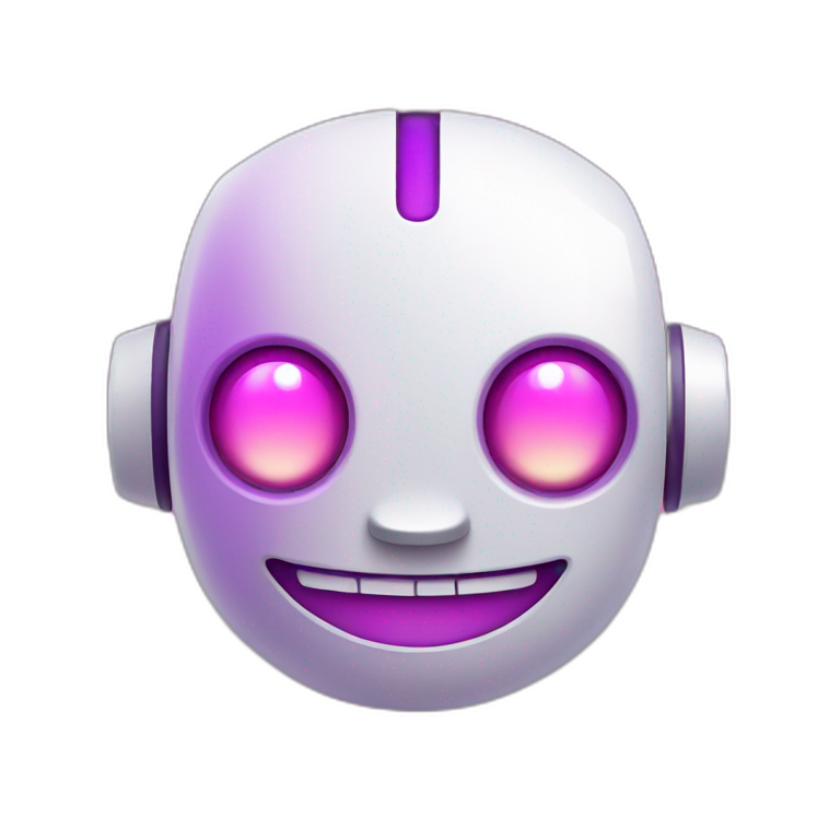 Robot with a smile and purple pink gradient emoji