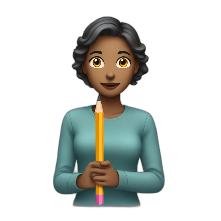 woman holding a pencil emoji