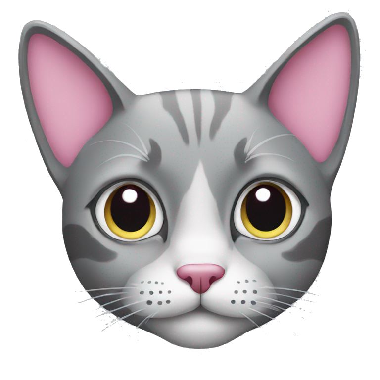 grey cat with pink nose emoji