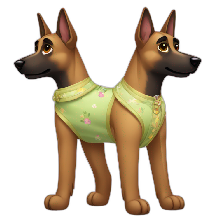 Malinois dog with dress emoji