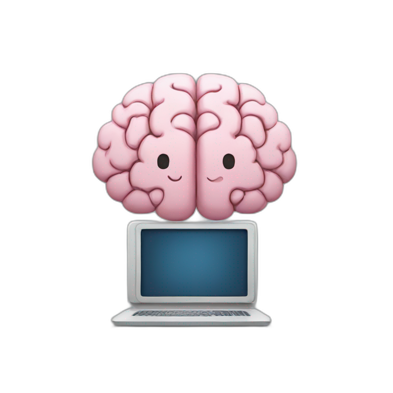 PC with brain on screen emoji