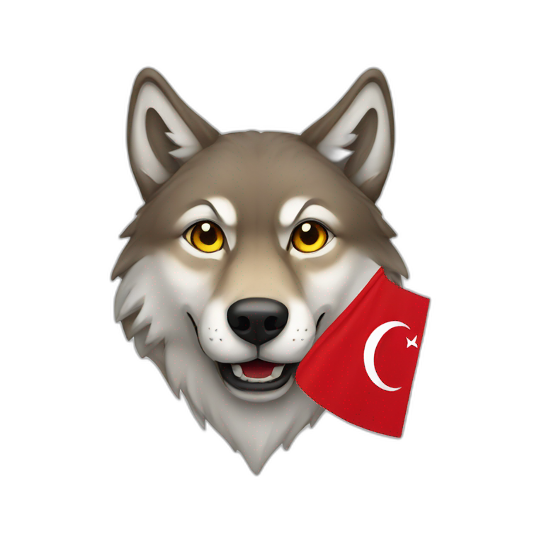 Wolf with turkish flag emoji