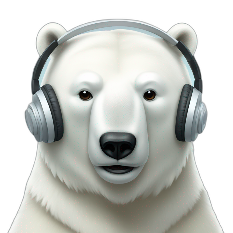 Polar bear listening music with headphones emoji
