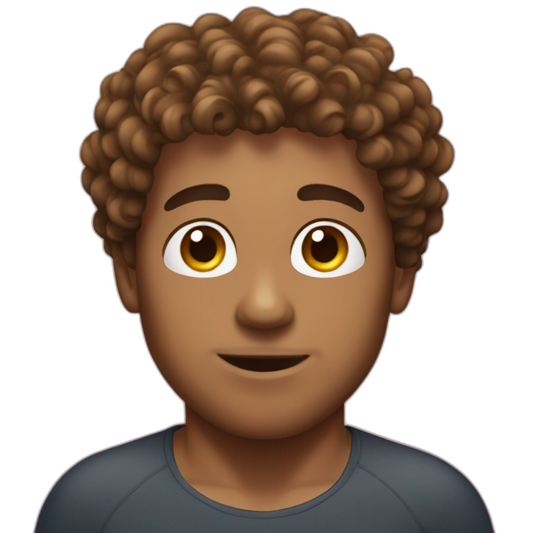 Swimming guy brown curly hair emoji
