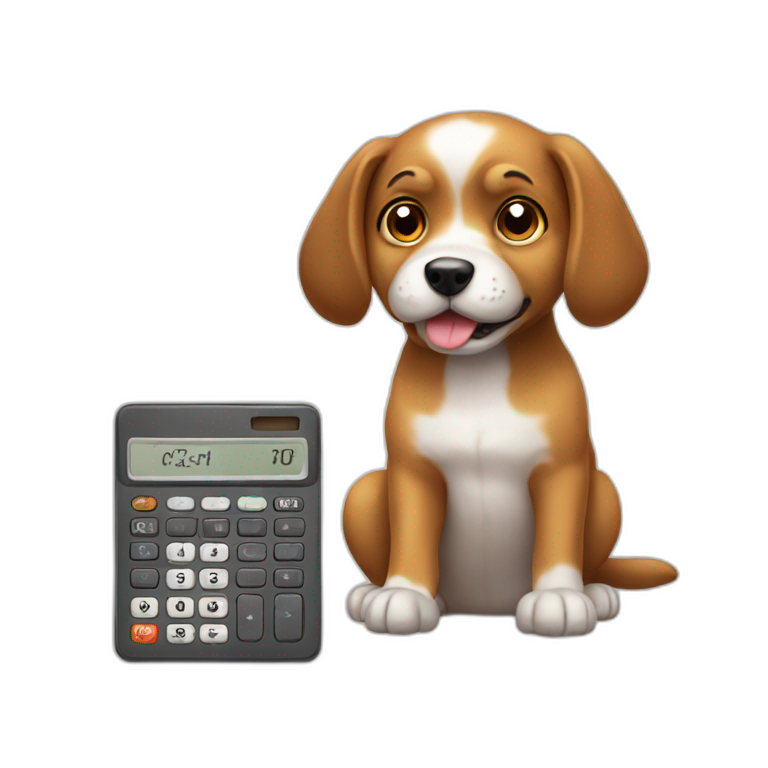 dog using calculator emoji