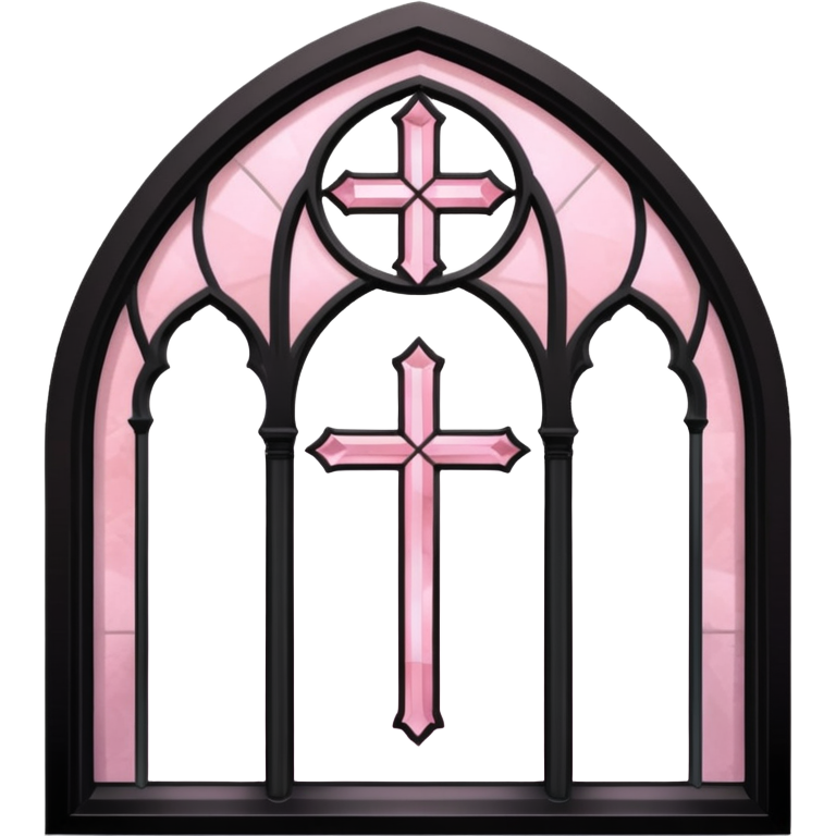 Black Gothic architecture window with light pink and a cross Sticker