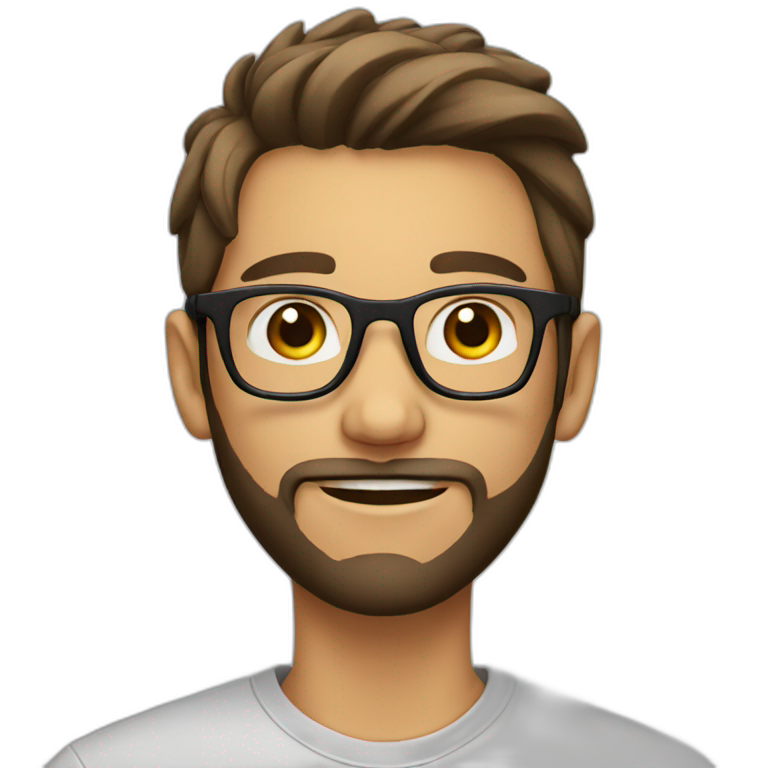 young man with a beard and contact glasses emoji