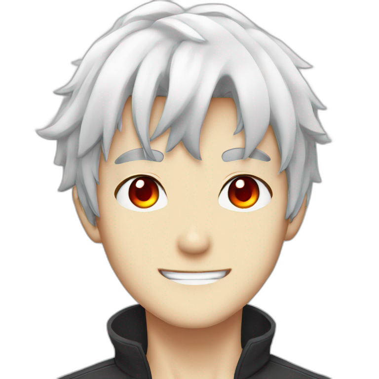White haired anime boy with red eyes emoji