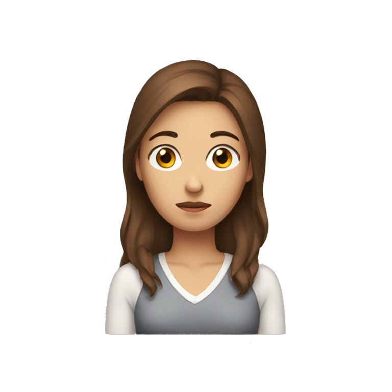 worried woman brown hair emoji