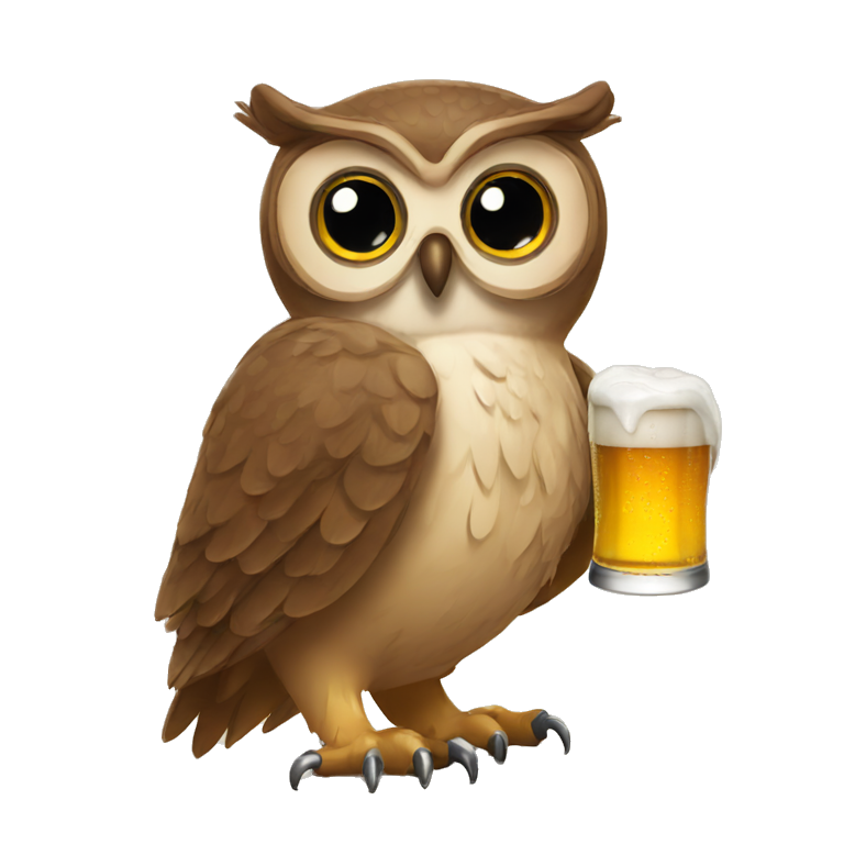 Owl with a beer emoji