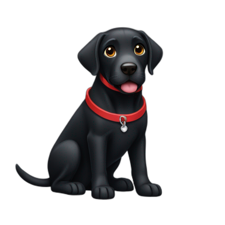 A black dog labrador with a red collar emoji AI Emoji Generator