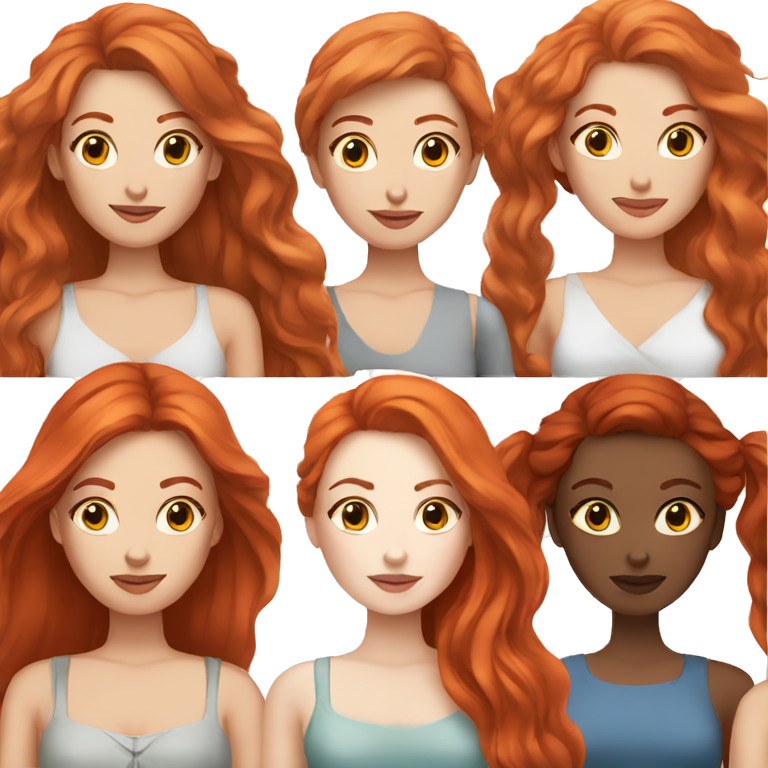 White skin,Women with long straight and real red hair and white skin emoji