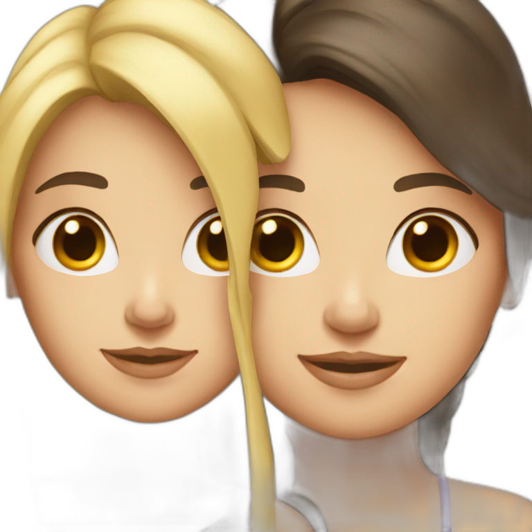Blonde girl with a brunette girl emoji