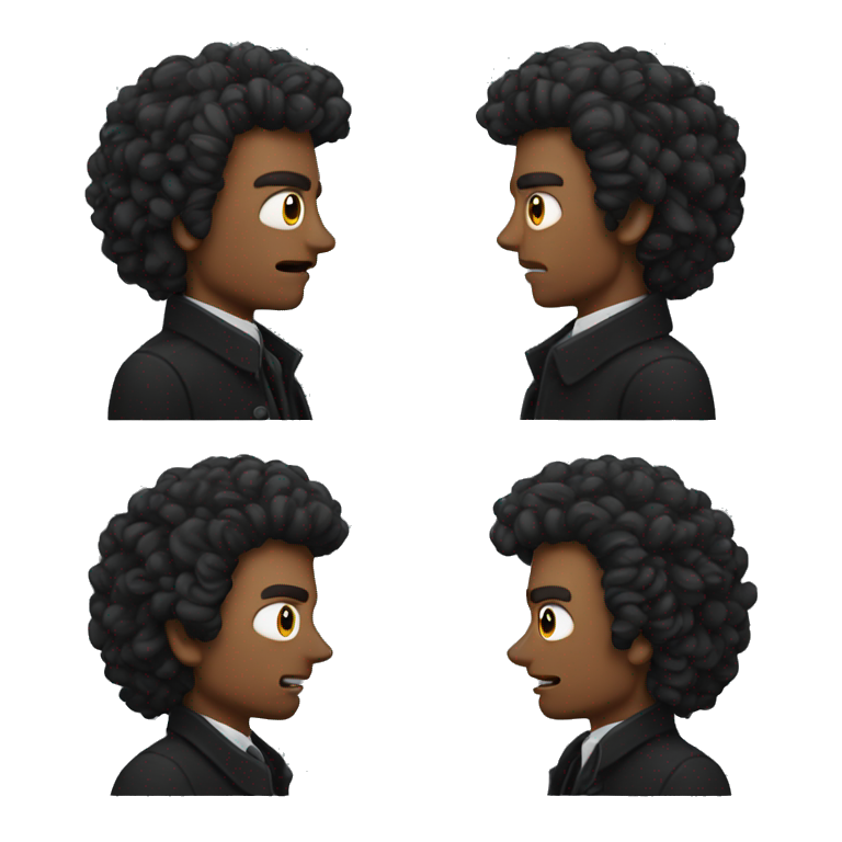 make a man with a black coat angry and with curly hair emoji