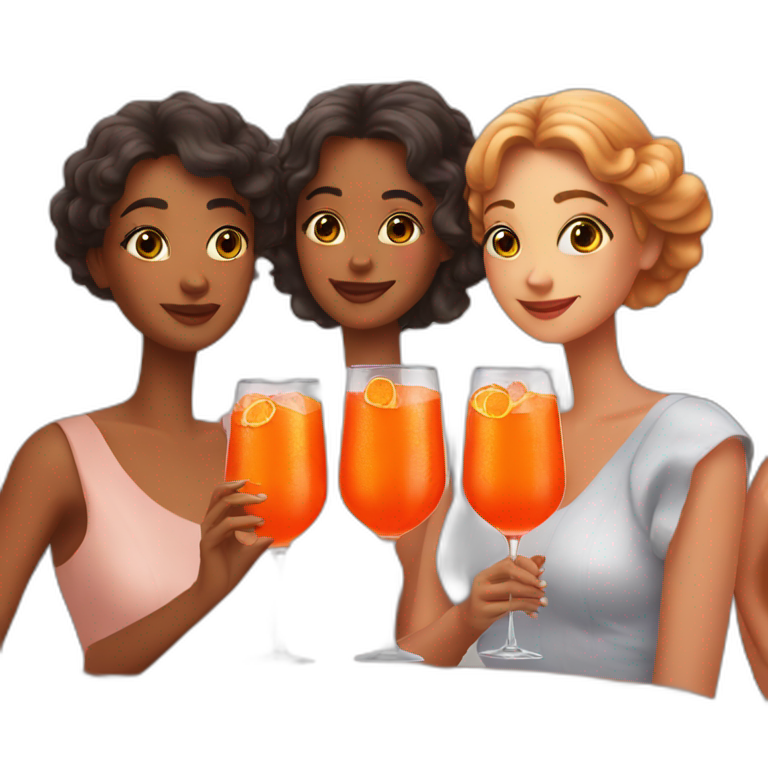 Three girls drinking aperol spritz emoji