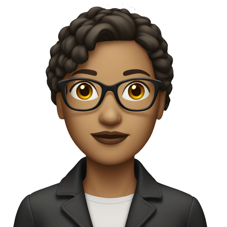 Brunette woman with light skin and glasses  emoji
