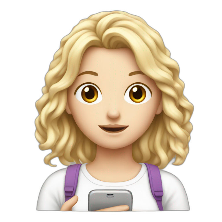 White Girl scrolling phone emoji