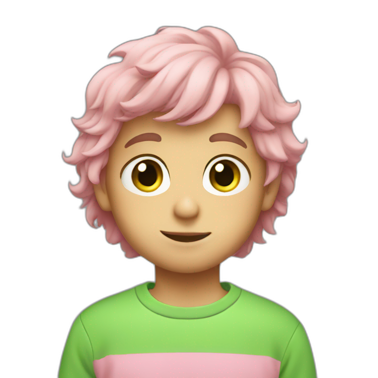 boy fair hair and pink sweatshirt,green eyes  emoji